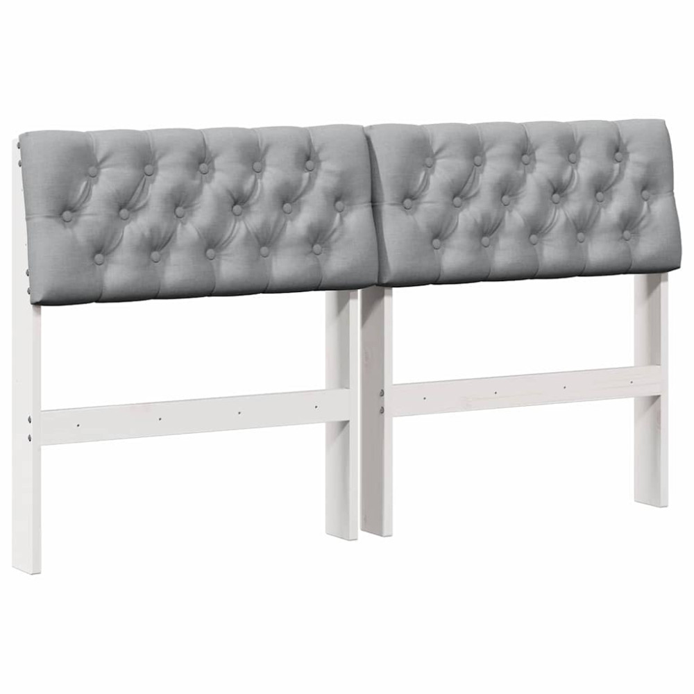 Produktbild för Klädd sänggavel Ljusgrå 150 cm Massiv furu