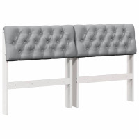 Produktbild för Klädd sänggavel Ljusgrå 150 cm Massiv furu