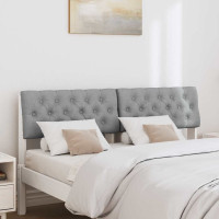 Produktbild för Klädd sänggavel Ljusgrå 140 cm Massiv furu