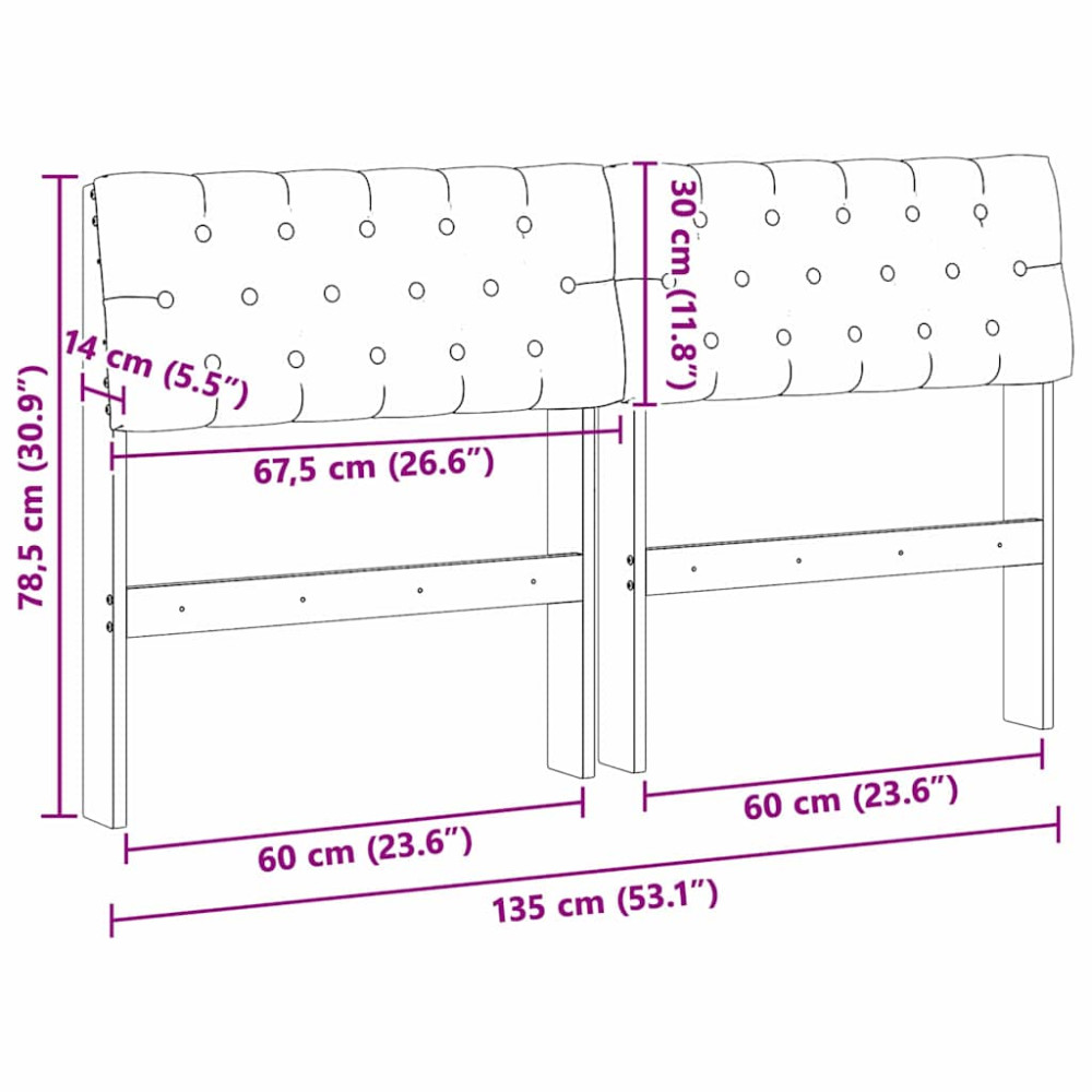 Produktbild för Klädd sänggavel Ljusgrå 135 cm Massiv furu