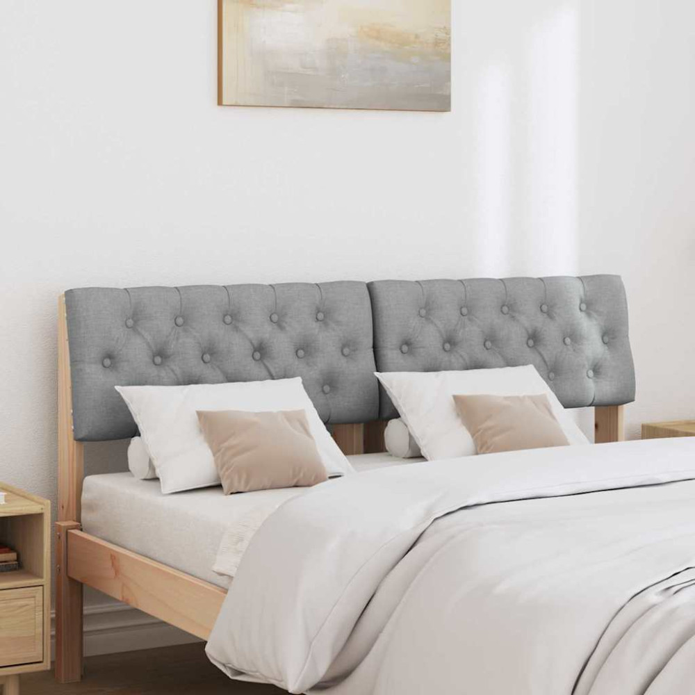Produktbild för Klädd sänggavel Ljusgrå 135 cm Massiv furu