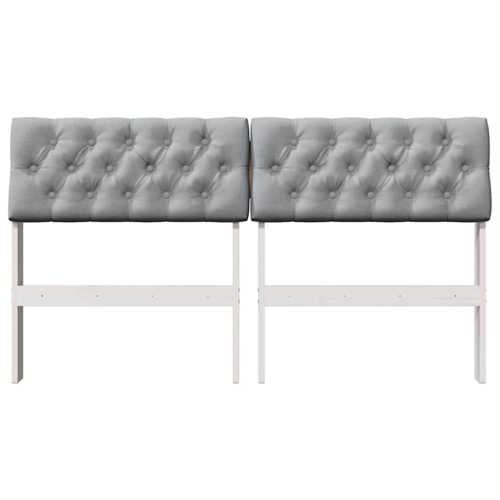 Produktbild för Klädd sänggavel Ljusgrå 135 cm Massiv furu