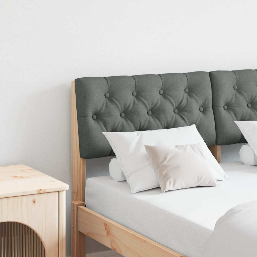 Produktbild för Klädd sänggavel Mörkgrå 120 cm Massiv furu