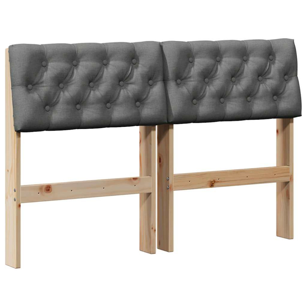 Produktbild för Klädd sänggavel Mörkgrå 120 cm Massiv furu