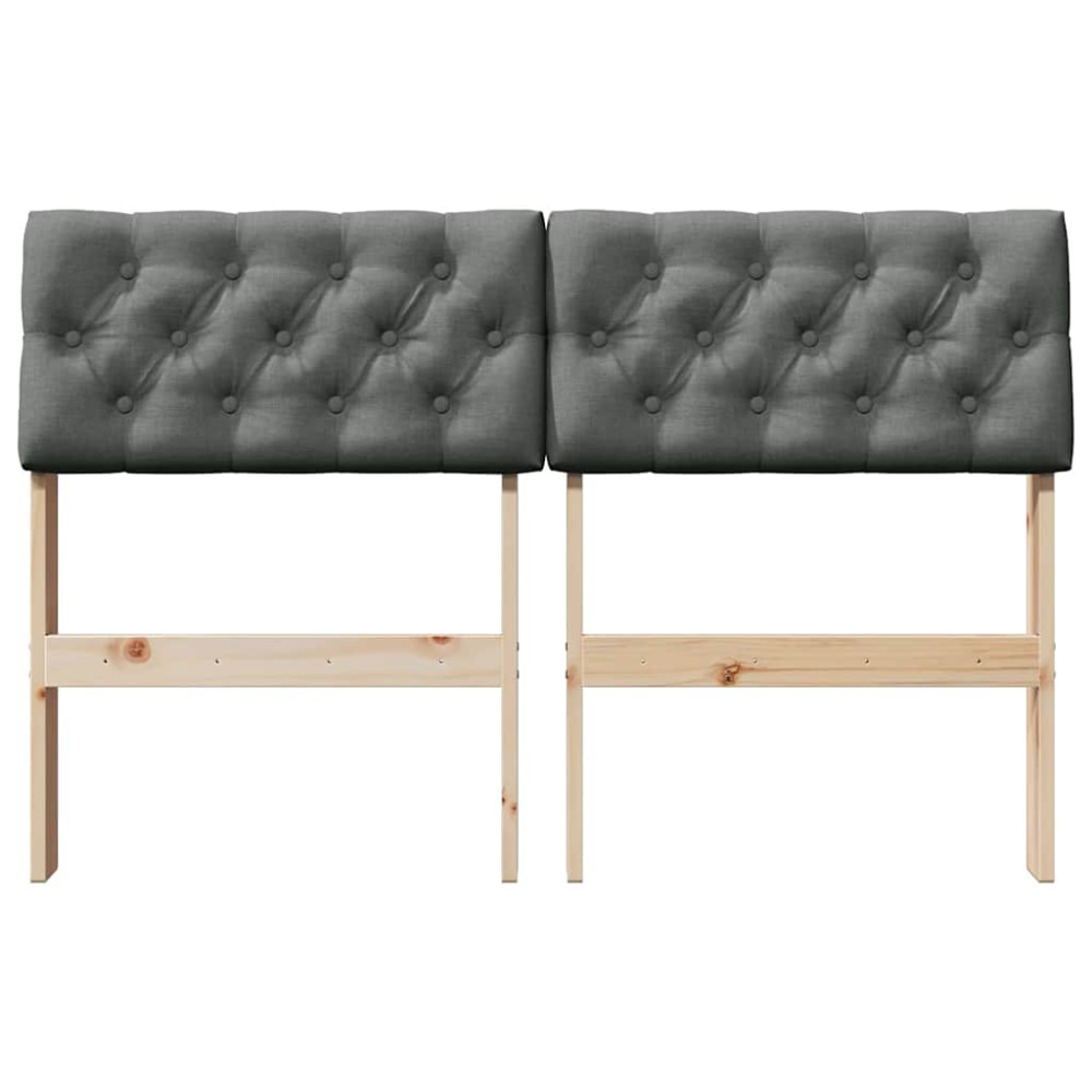 Produktbild för Klädd sänggavel Mörkgrå 120 cm Massiv furu