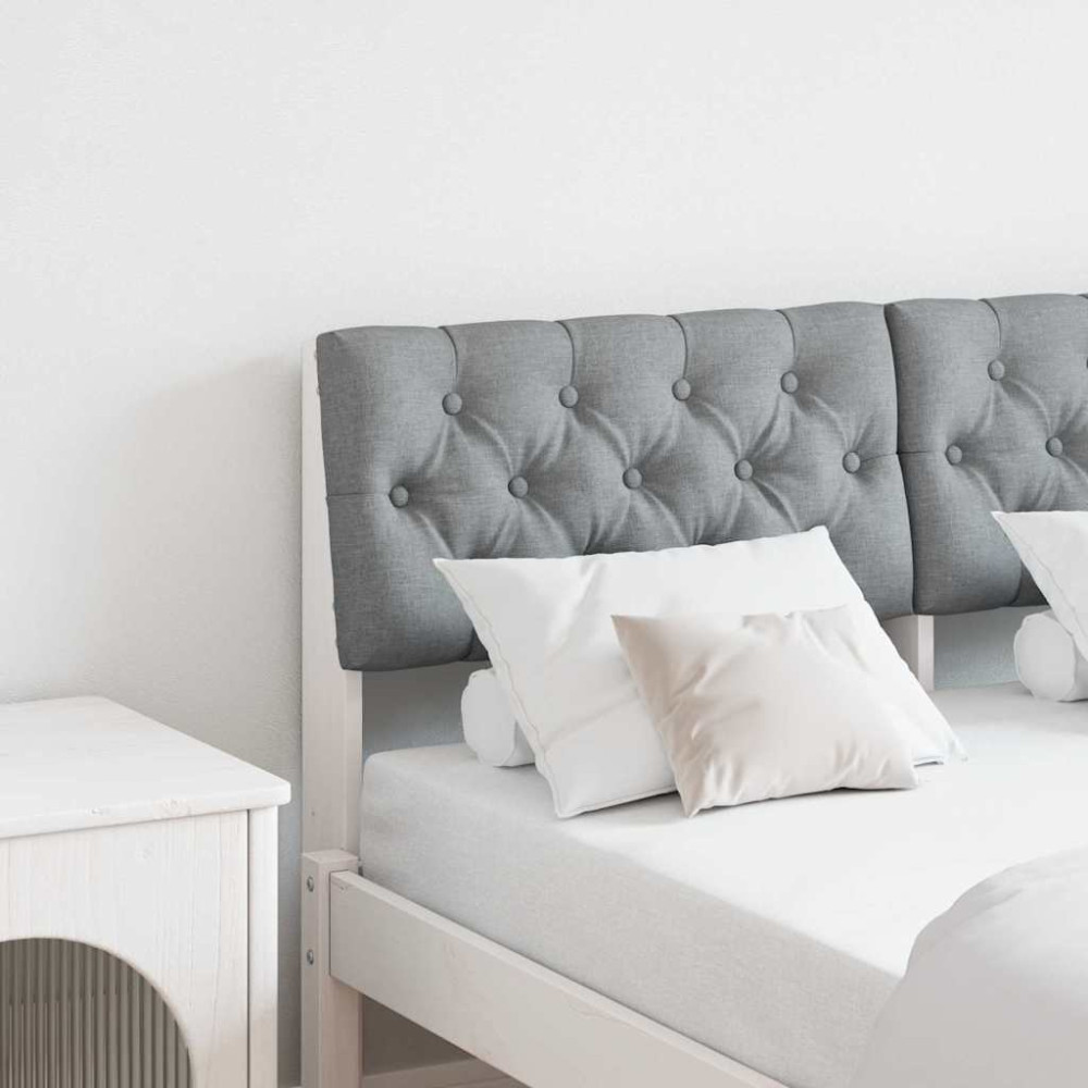 Produktbild för Klädd sänggavel Ljusgrå 120 cm Massiv furu