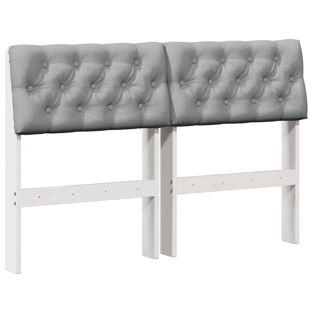 Produktbild för Klädd sänggavel Ljusgrå 120 cm Massiv furu