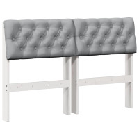 Produktbild för Klädd sänggavel Ljusgrå 120 cm Massiv furu