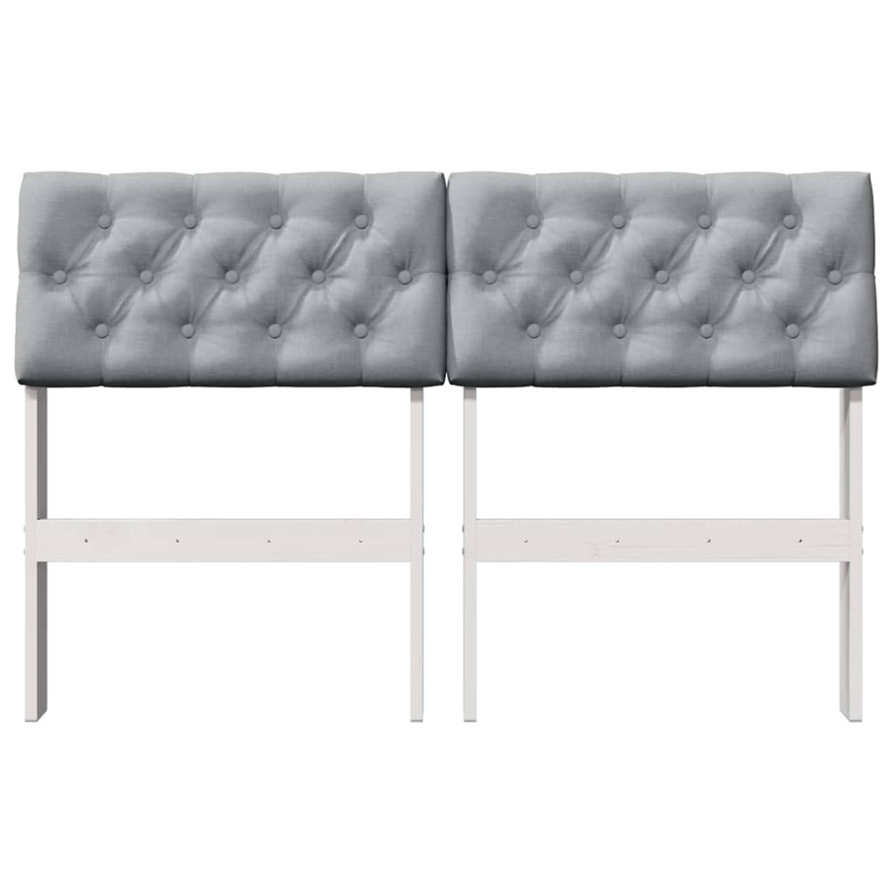Produktbild för Klädd sänggavel Ljusgrå 120 cm Massiv furu