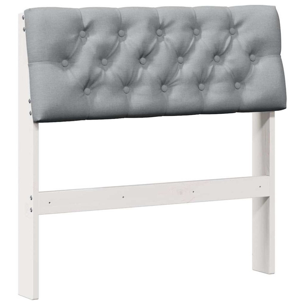 Produktbild för Klädd sänggavel Ljusgrå 80 cm Massiv furu