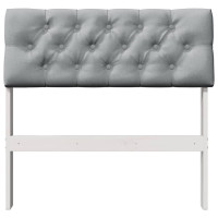 Produktbild för Klädd sänggavel Ljusgrå 80 cm Massiv furu