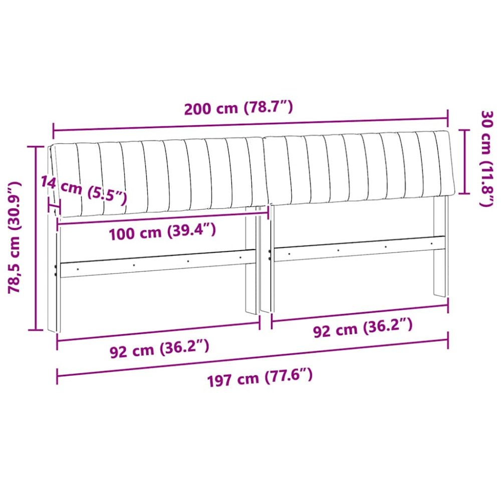 Produktbild för Klädd sänggavel Ljusgrå 200 cm Massiv furu