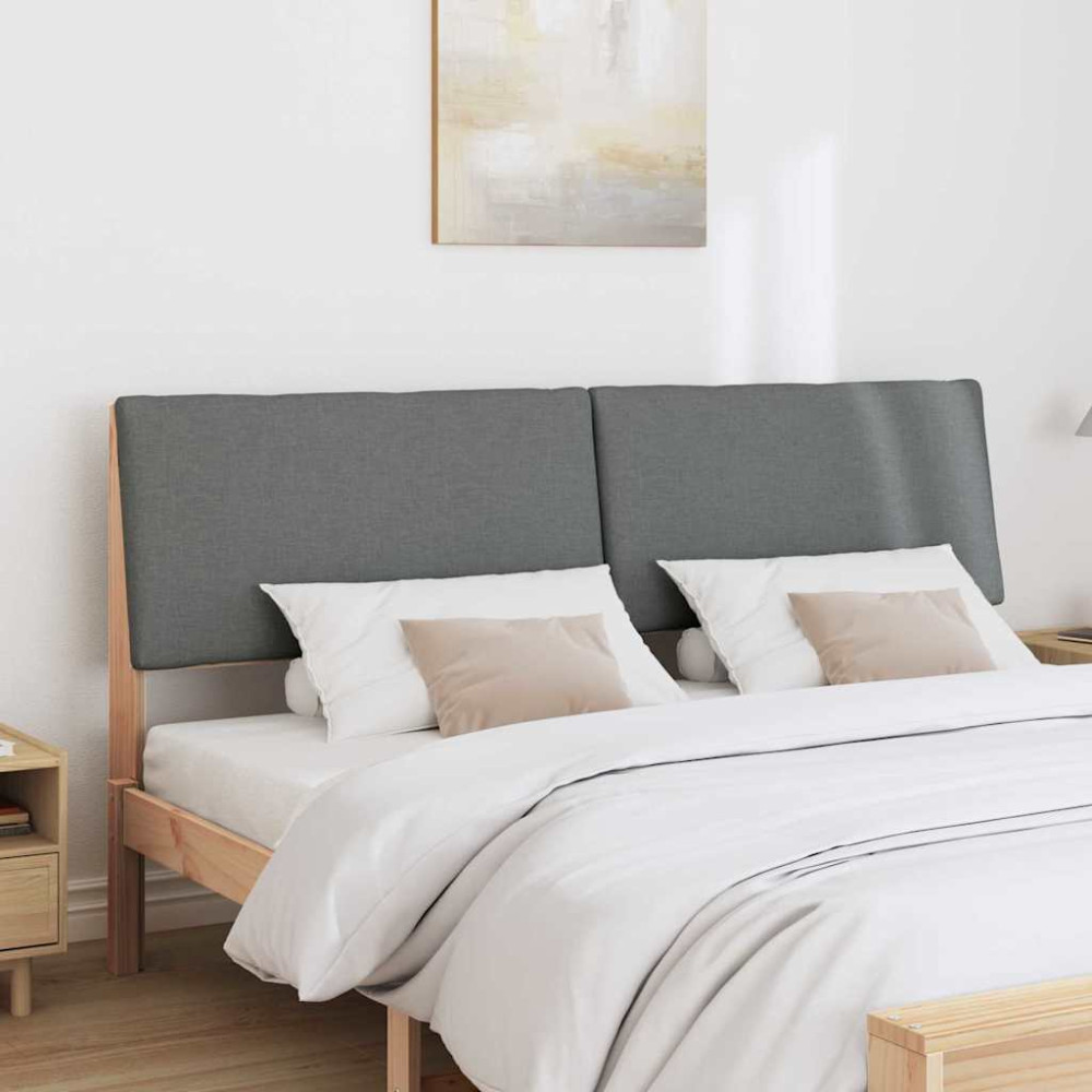 Produktbild för Klädd sänggavel Mörkgrå 200 cm Massiv furu
