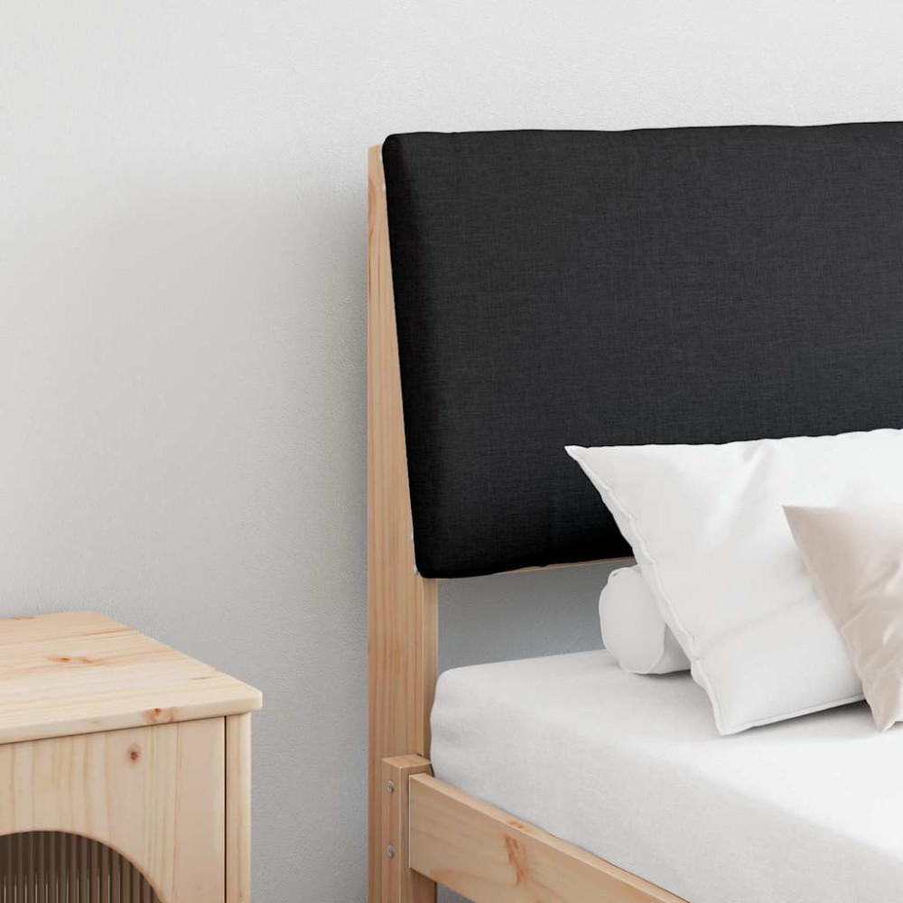 Produktbild för Klädd sänggavel Svart 200 cm Massiv furu
