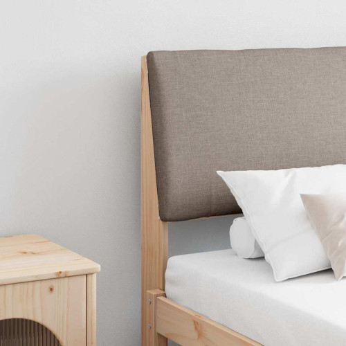vidaXL Klädd sänggavel Taupe 200 cm Massiv furu