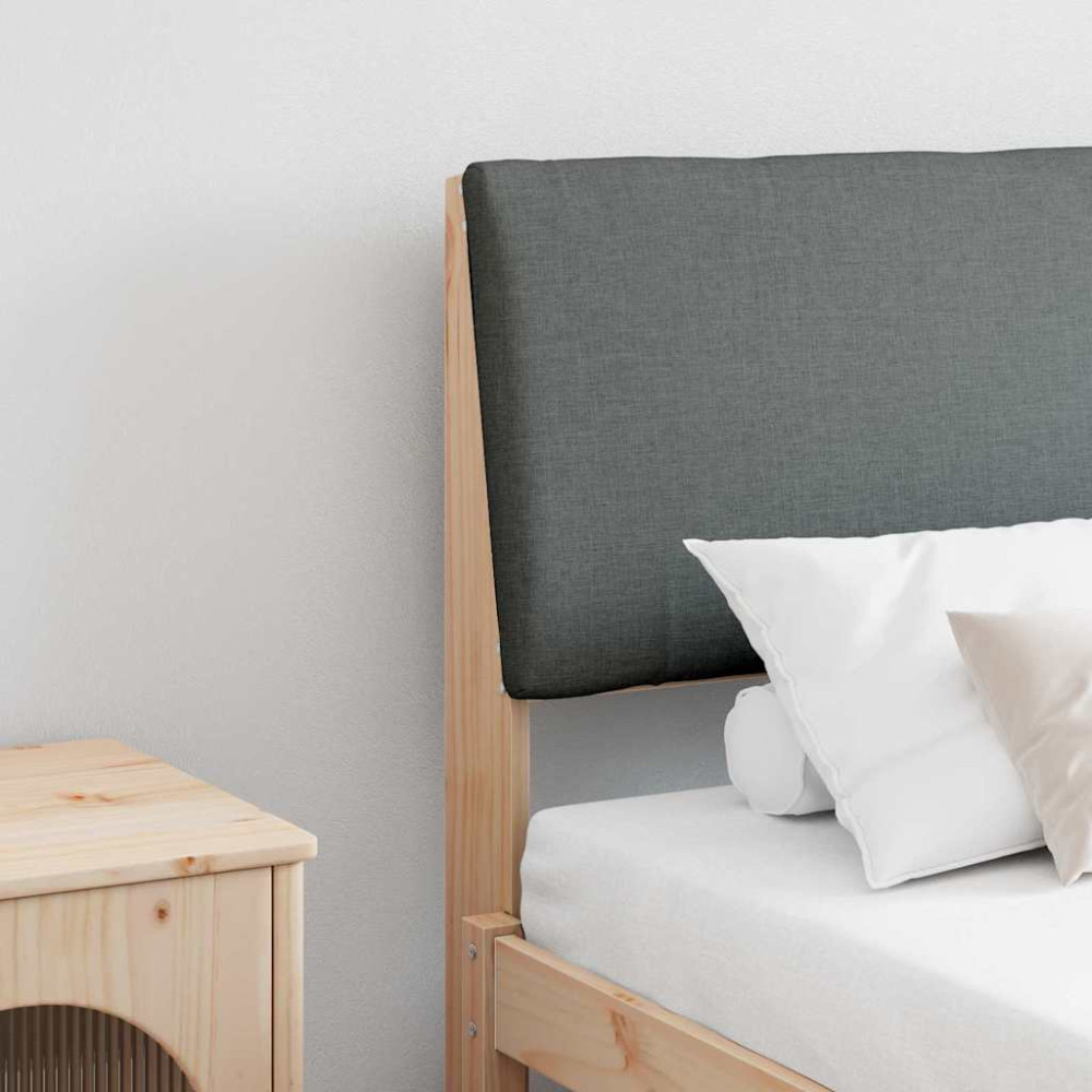 Produktbild för Klädd sänggavel Mörkgrå 180 cm Massiv furu