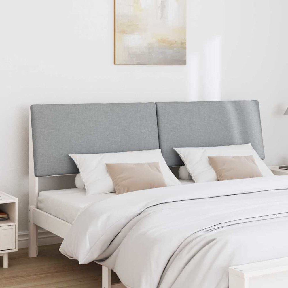 Produktbild för Klädd sänggavel Ljusgrå 180 cm Massiv furu
