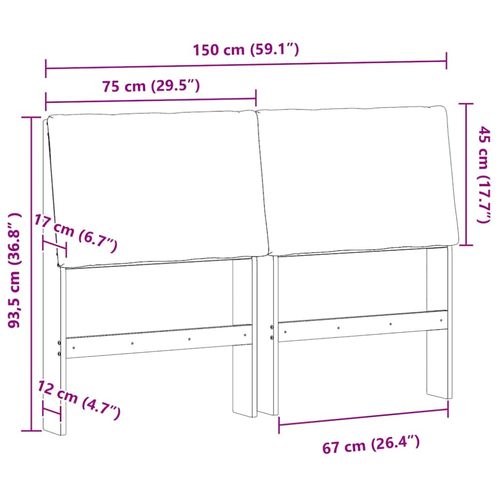 Produktbild för Klädd sänggavel Ljusgrå 150 cm Massiv furu