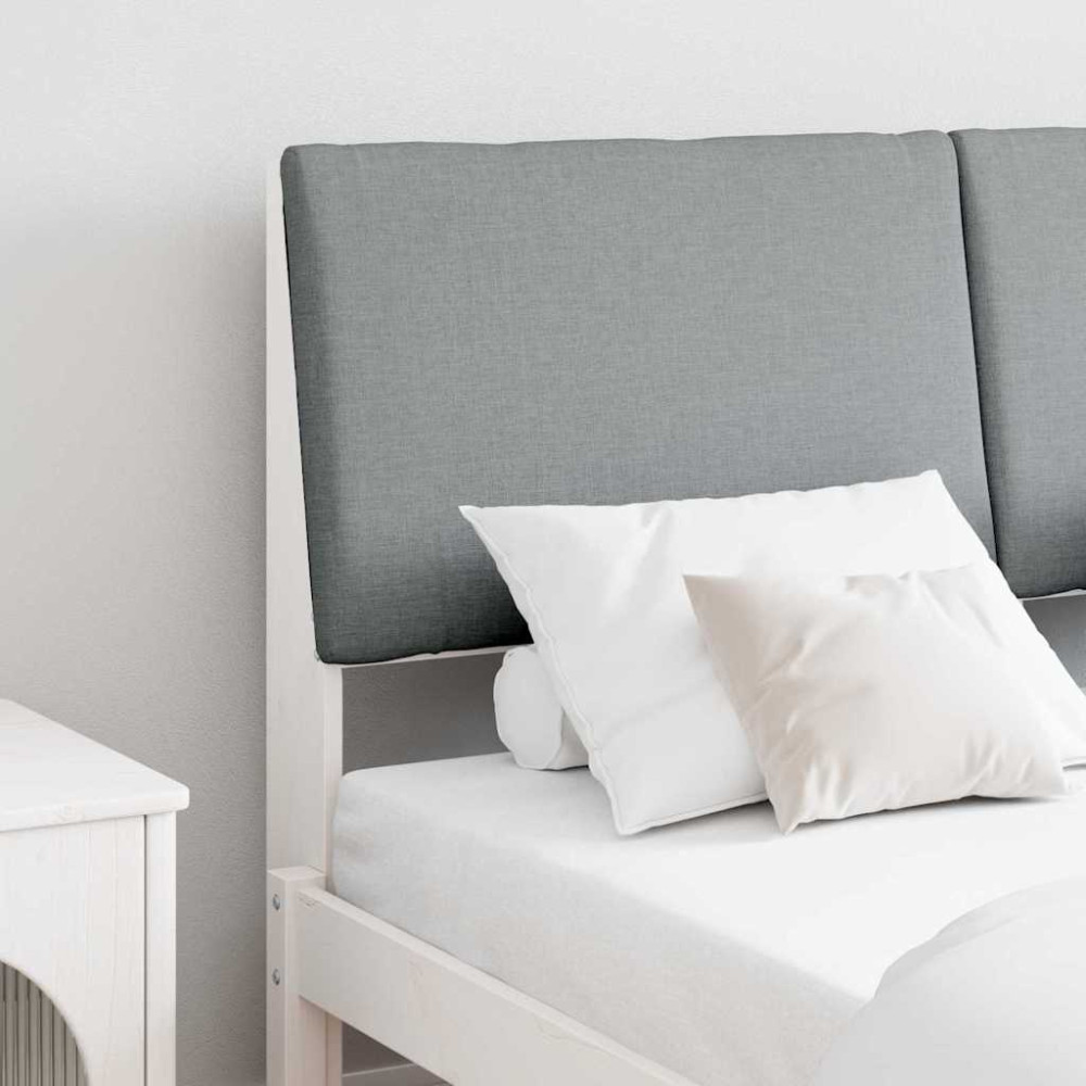 Produktbild för Klädd sänggavel Ljusgrå 140 cm Massiv furu