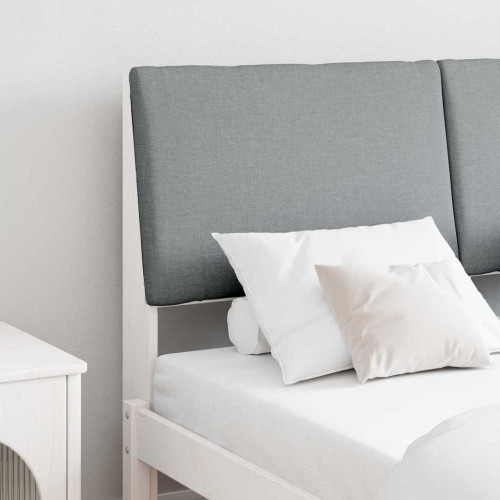 vidaXL Klädd sänggavel Ljusgrå 140 cm Massiv furu
