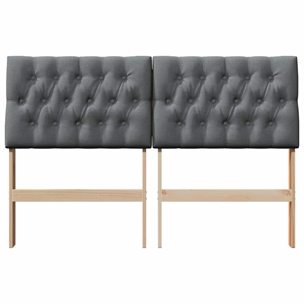 Produktbild för Klädd sänggavel Mörkgrå 150 cm Massiv furu