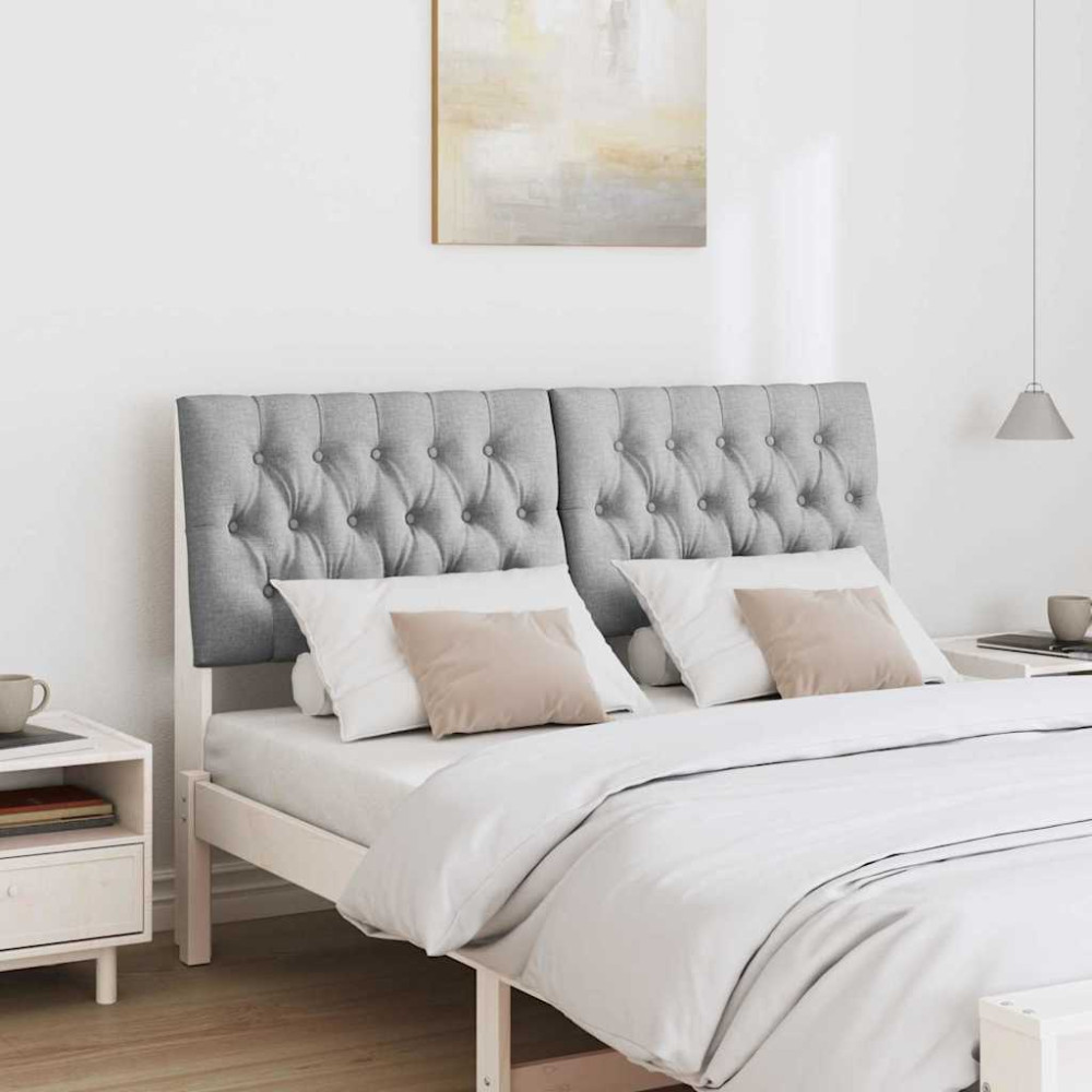 Produktbild för Klädd sänggavel Ljusgrå 150 cm Massiv furu