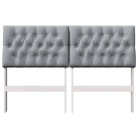 Produktbild för Klädd sänggavel Ljusgrå 150 cm Massiv furu