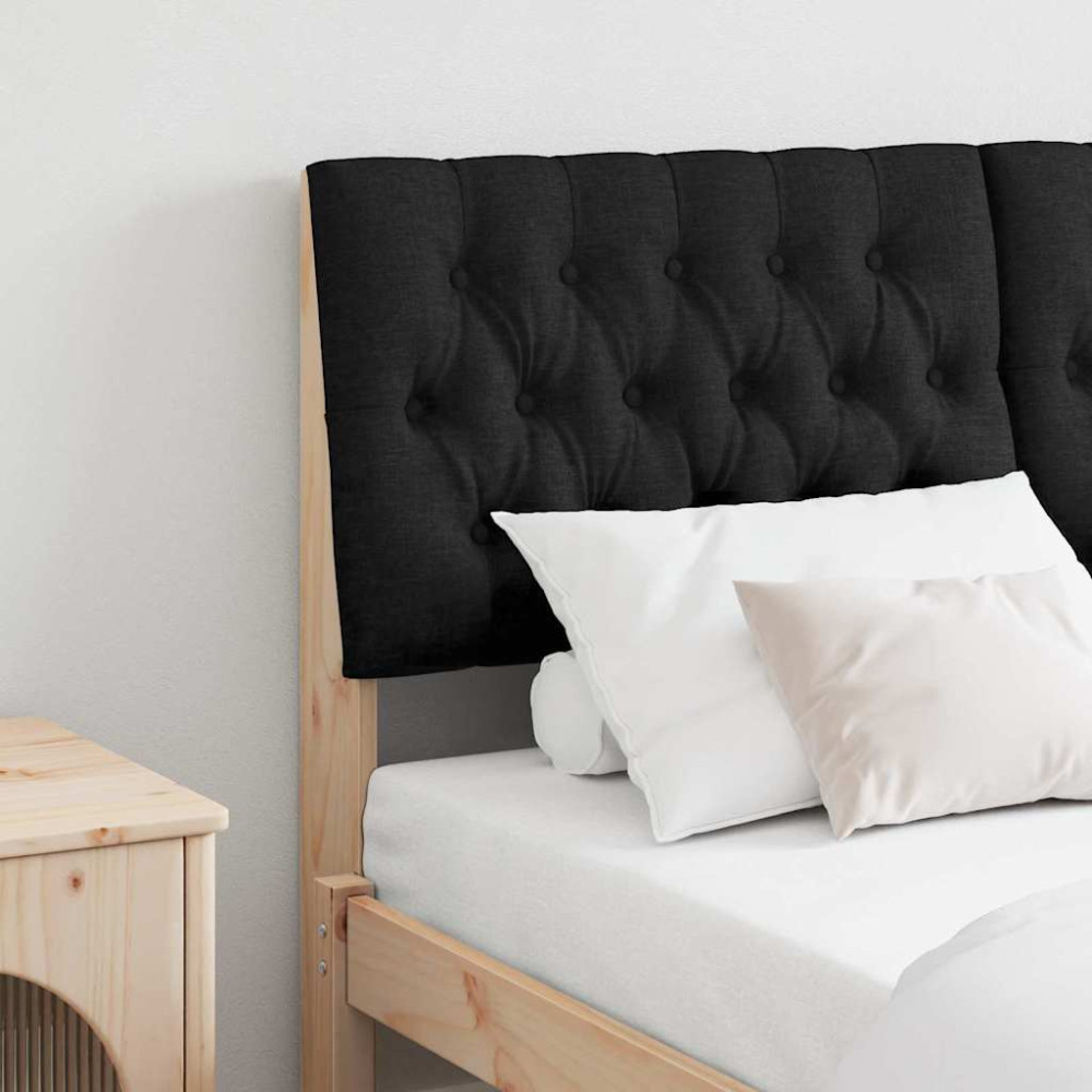 Produktbild för Klädd sänggavel Svart 140 cm Massiv furu