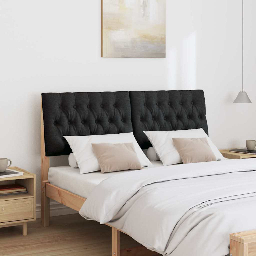 Produktbild för Klädd sänggavel Svart 140 cm Massiv furu