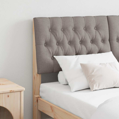 vidaXL Klädd sänggavel Taupe 140 cm Massiv furu