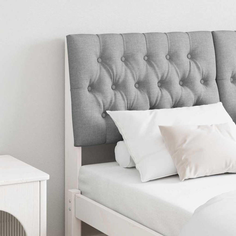 Produktbild för Klädd sänggavel Ljusgrå 140 cm Massiv furu