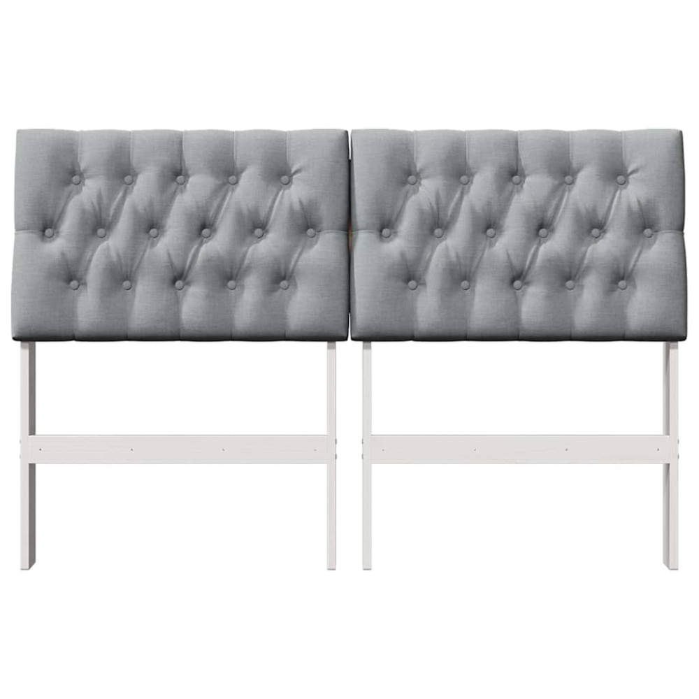 Produktbild för Klädd sänggavel Ljusgrå 140 cm Massiv furu