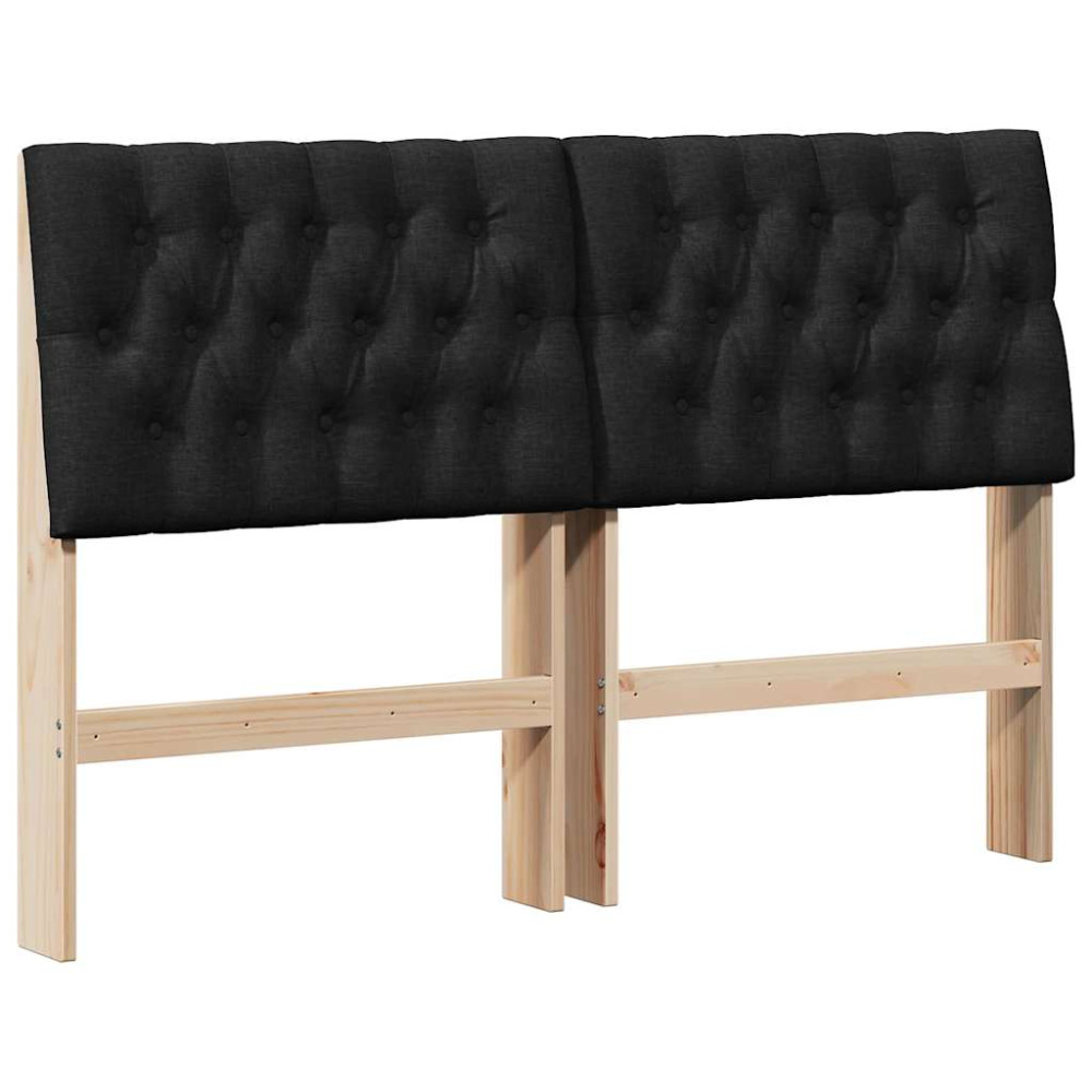 Produktbild för Klädd sänggavel Svart 135 cm Massiv furu