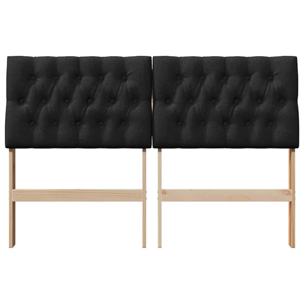 Produktbild för Klädd sänggavel Svart 135 cm Massiv furu