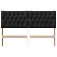 Produktbild för Klädd sänggavel Svart 135 cm Massiv furu
