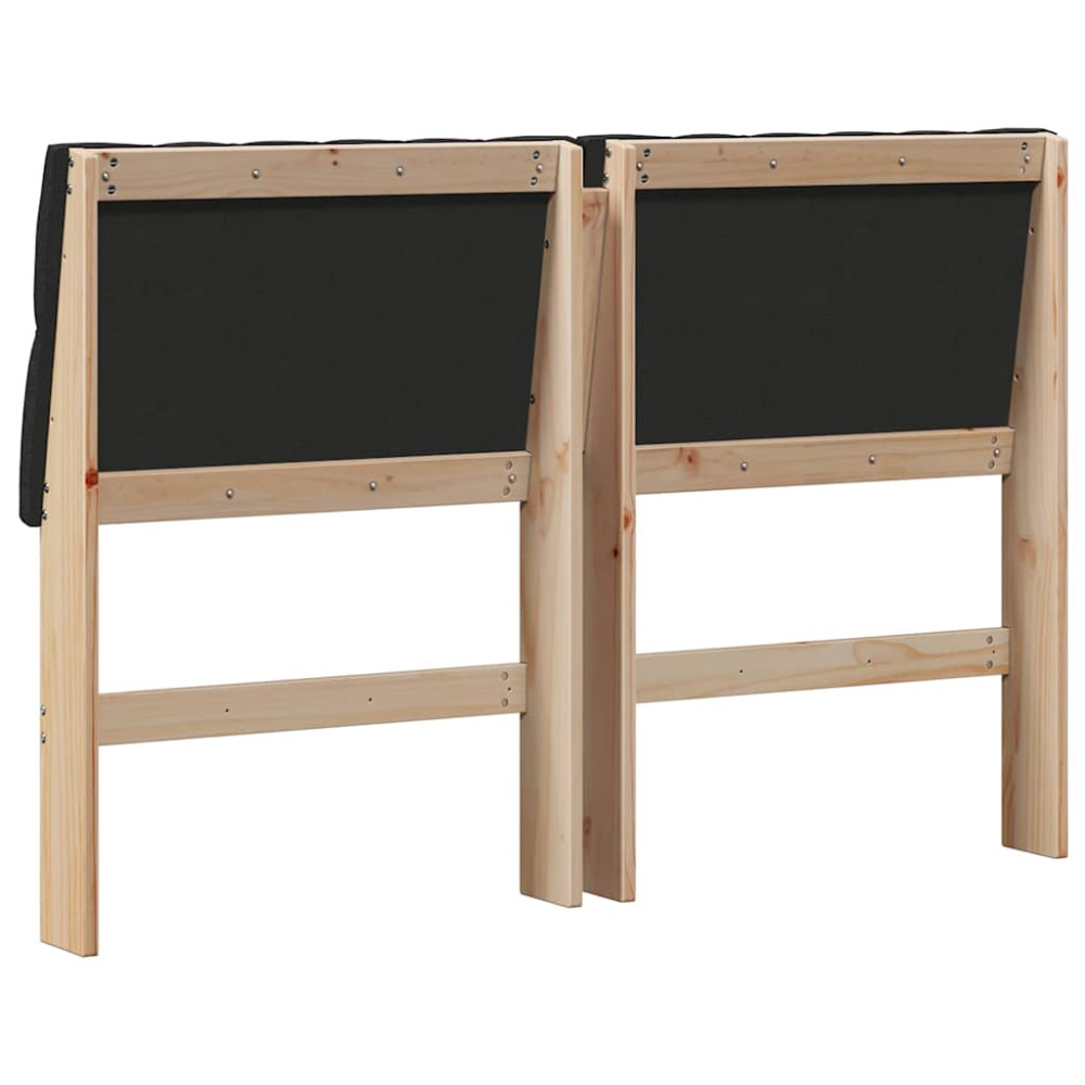 Produktbild för Klädd sänggavel Svart 135 cm Massiv furu