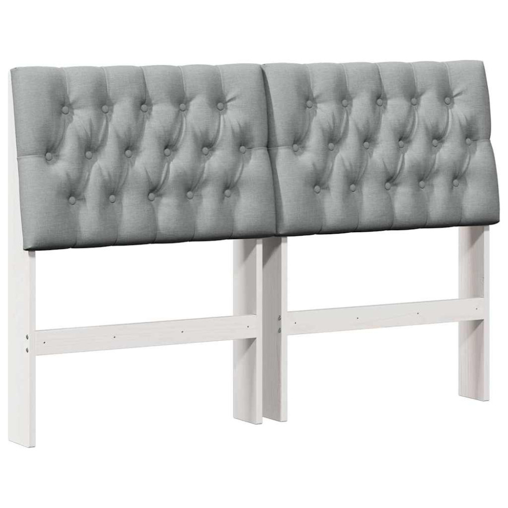 Produktbild för Klädd sänggavel Ljusgrå 135 cm Massiv furu
