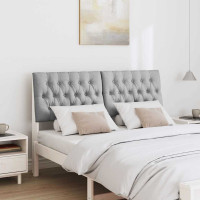 Produktbild för Klädd sänggavel Ljusgrå 135 cm Massiv furu