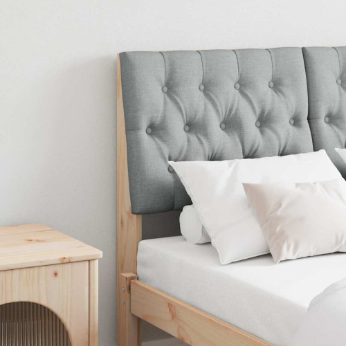 vidaXL Klädd sänggavel Ljusgrå 120 cm Massiv furu