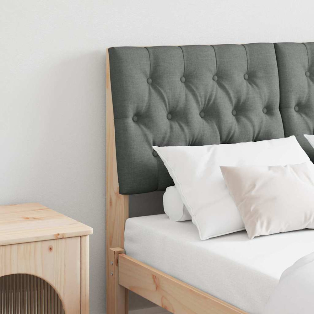 Produktbild för Klädd sänggavel Mörkgrå 120 cm Massiv furu