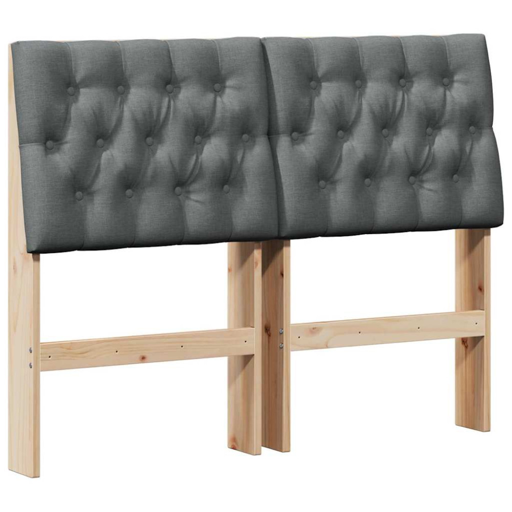 Produktbild för Klädd sänggavel Mörkgrå 120 cm Massiv furu