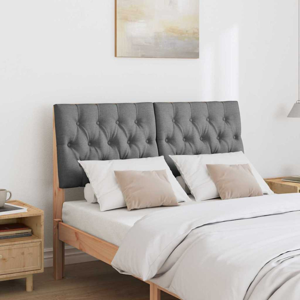 Produktbild för Klädd sänggavel Mörkgrå 120 cm Massiv furu