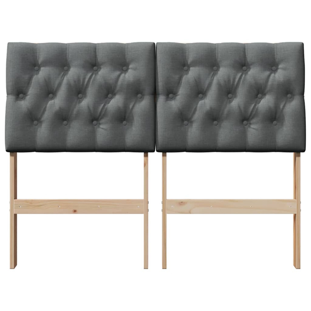 Produktbild för Klädd sänggavel Mörkgrå 120 cm Massiv furu