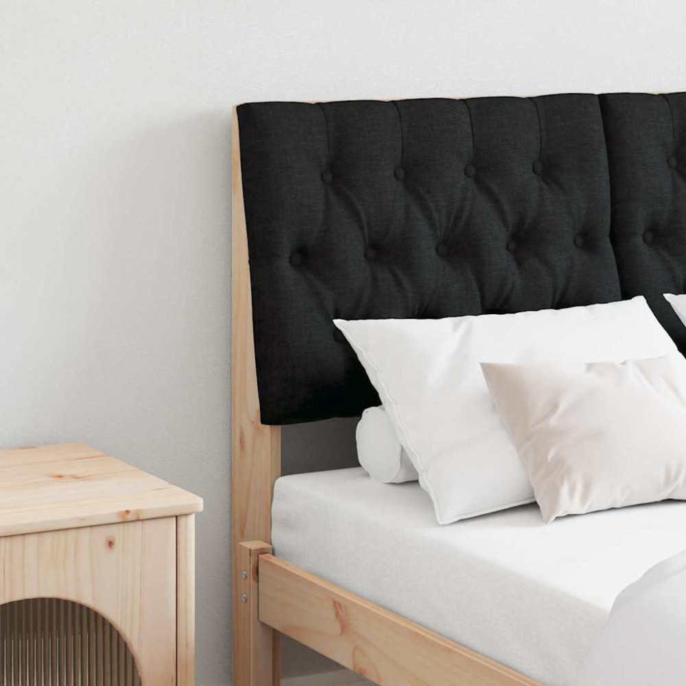 Produktbild för Klädd sänggavel Svart 120 cm Massiv furu