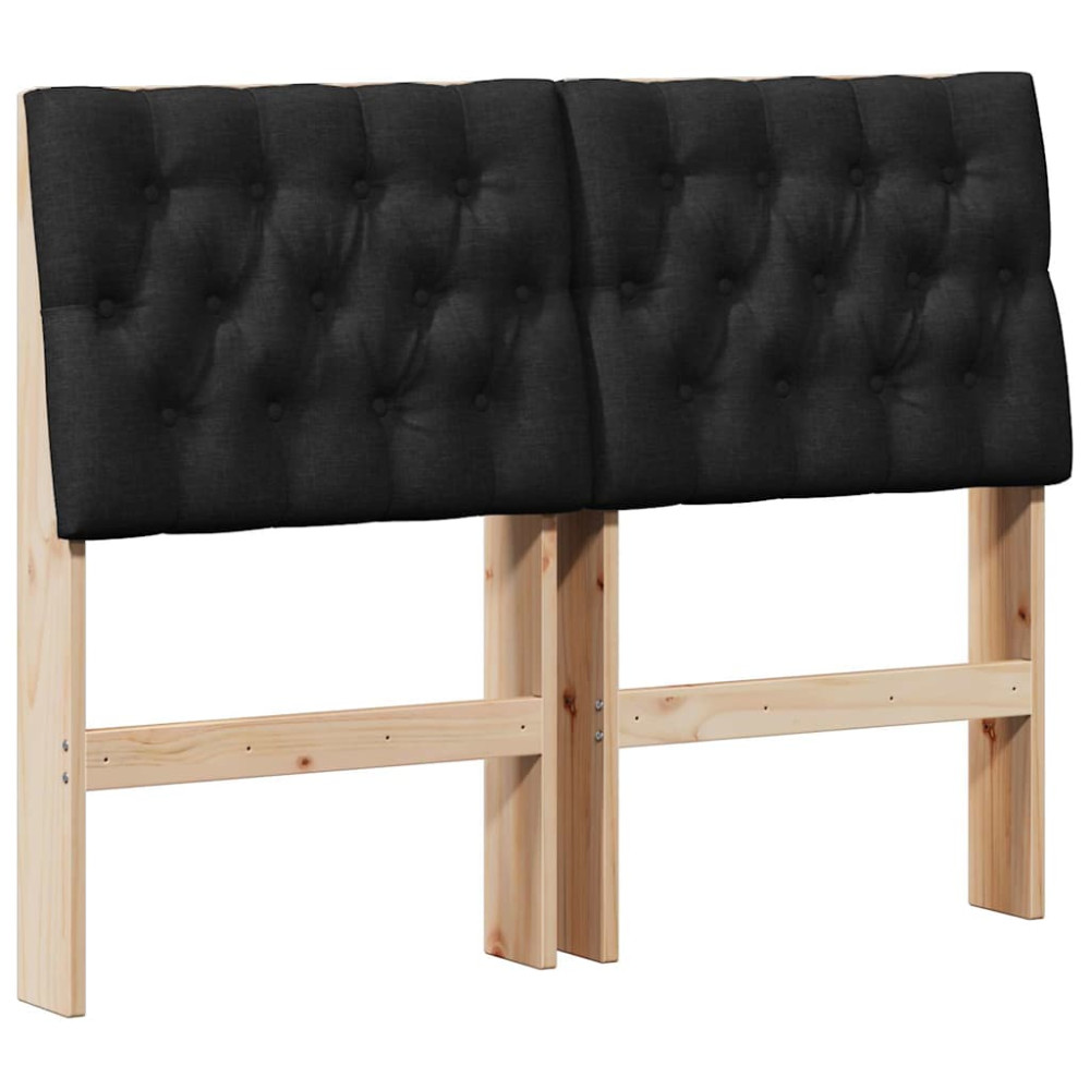 Produktbild för Klädd sänggavel Svart 120 cm Massiv furu
