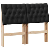 Produktbild för Klädd sänggavel Svart 120 cm Massiv furu