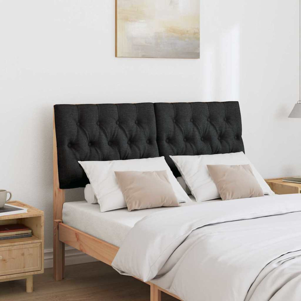 Produktbild för Klädd sänggavel Svart 120 cm Massiv furu