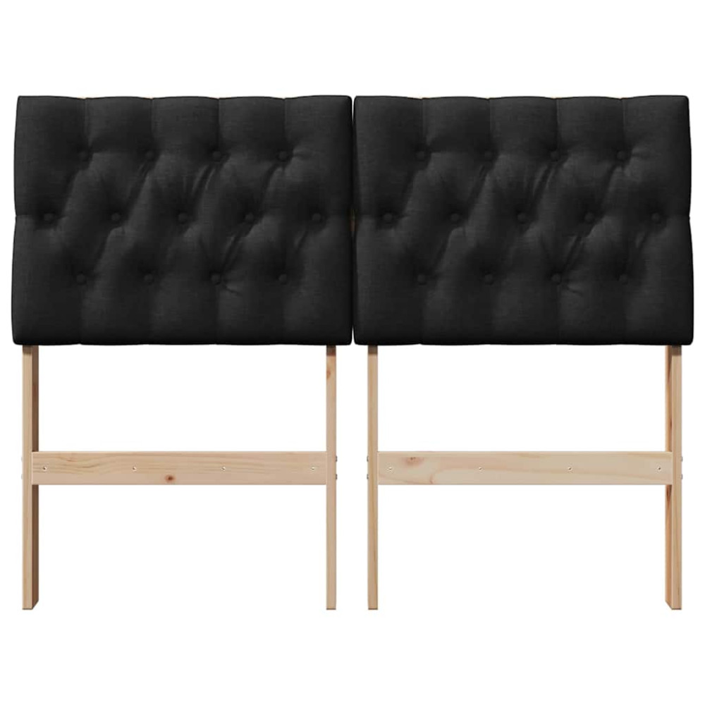 Produktbild för Klädd sänggavel Svart 120 cm Massiv furu