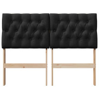 Produktbild för Klädd sänggavel Svart 120 cm Massiv furu