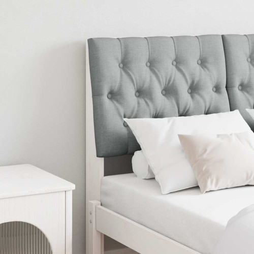vidaXL Klädd sänggavel Ljusgrå 120 cm Massiv furu